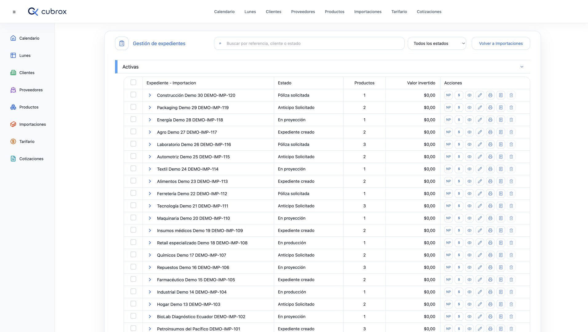 Gestión real de expedientes en Cubrox